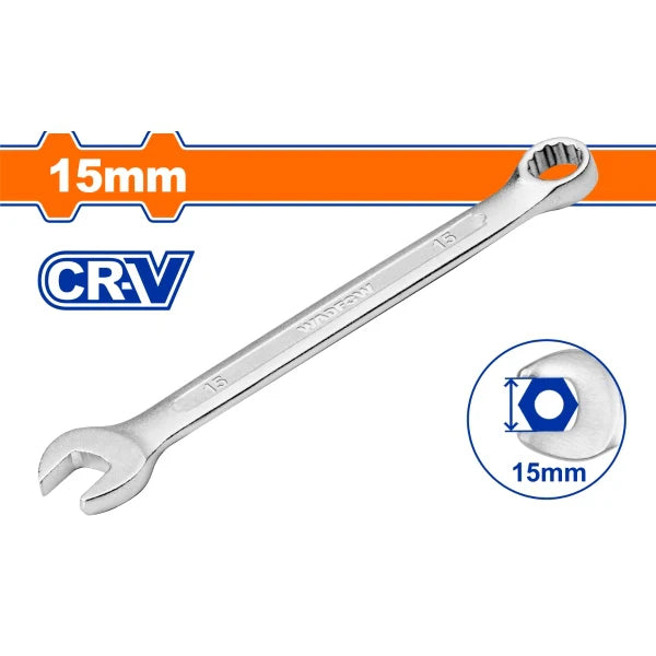 WADFOW 15mm Chrome Vanadium Combination Spanner Polished Metric Wrench WSA1115 Wadfow